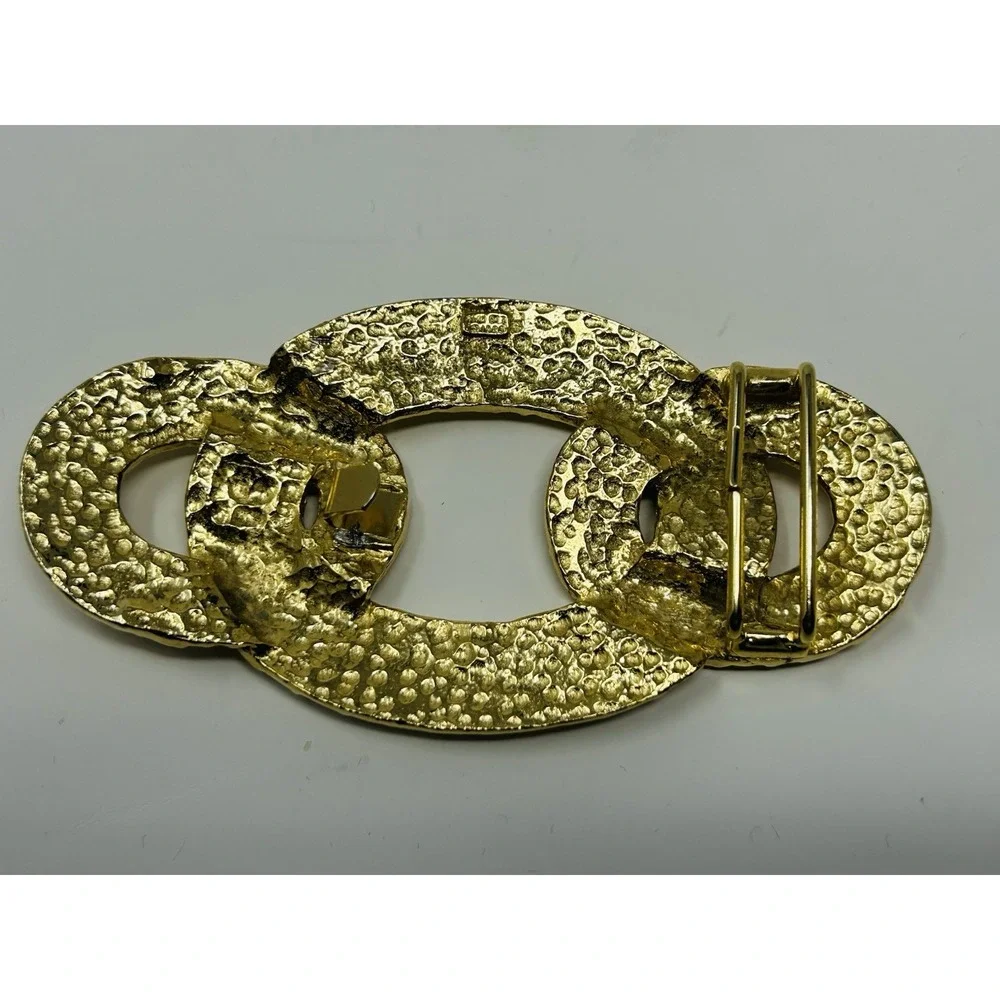 Vintage Mimi di N 1983 Signed Gold Plated Textured Belt Buckle Statement‎ Retro
